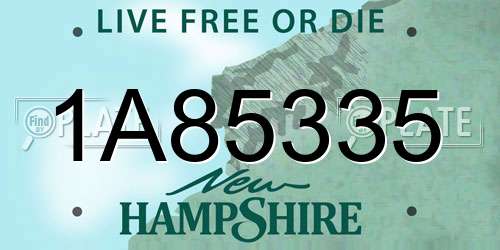 1A85335 New Hampshire License Plate