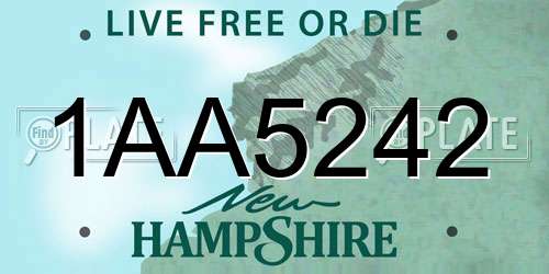 1AA5242 New Hampshire License Plate