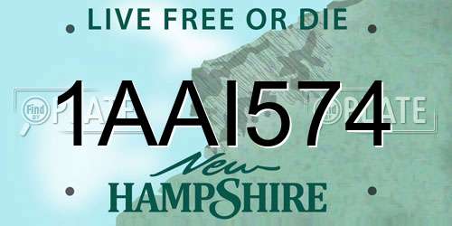 1AAI574 New Hampshire License Plate