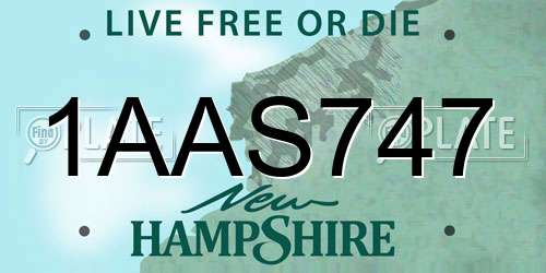 1AAS747 New Hampshire License Plate