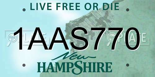 1AAS770 New Hampshire License Plate