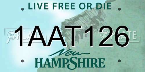 1AAT126 New Hampshire License Plate