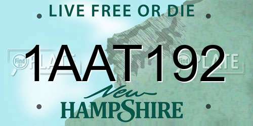 1AAT192 New Hampshire License Plate