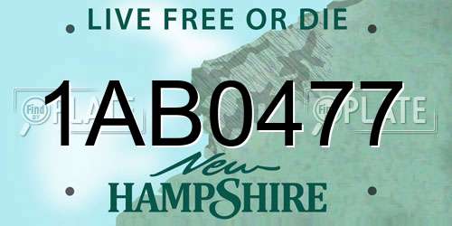 1AB0477 New Hampshire License Plate