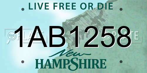 1AB1258 New Hampshire License Plate