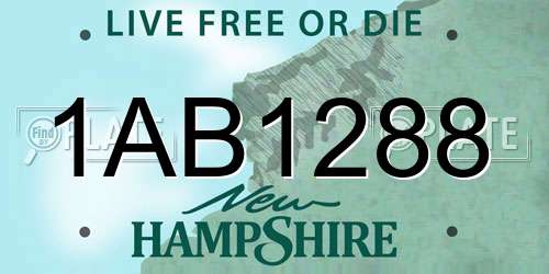 1AB1288 New Hampshire License Plate