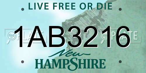 1AB3216 New Hampshire License Plate