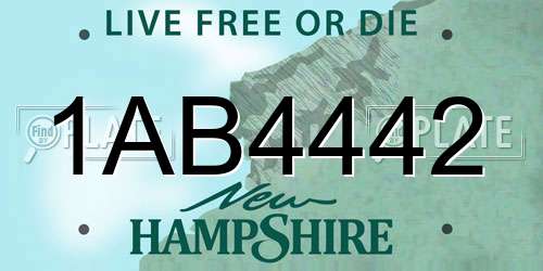 1AB4442 New Hampshire License Plate
