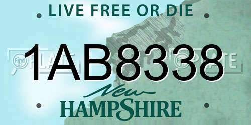 1AB8338 New Hampshire License Plate