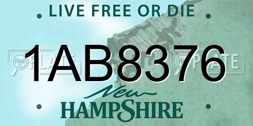 1AB8376 New Hampshire License Plate