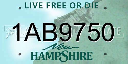 1AB9750 New Hampshire License Plate