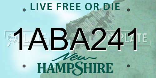 1ABA241 New Hampshire License Plate