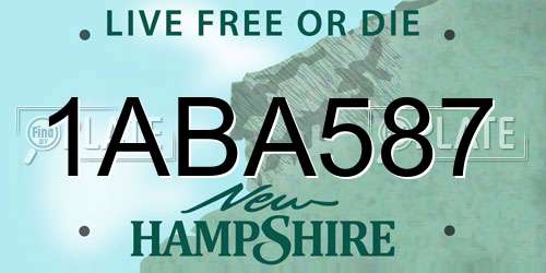 1ABA587 New Hampshire License Plate