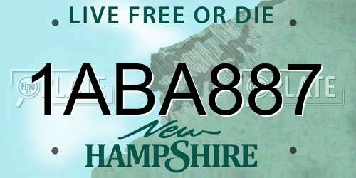 1ABA887 New Hampshire License Plate