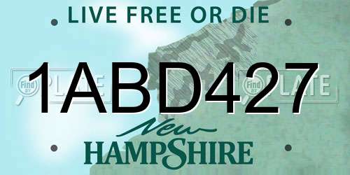 1ABD427 New Hampshire License Plate