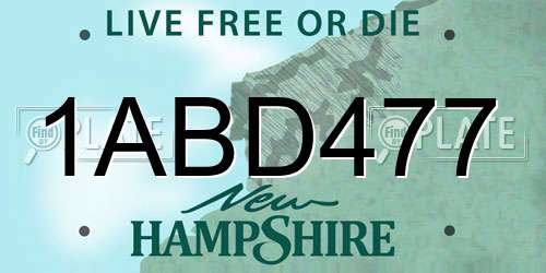 1ABD477 New Hampshire License Plate