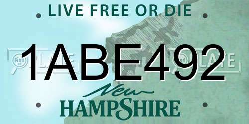 1ABE492 New Hampshire License Plate