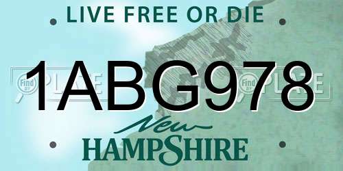 1ABG978 New Hampshire License Plate