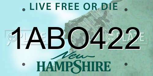 1ABO422 New Hampshire License Plate