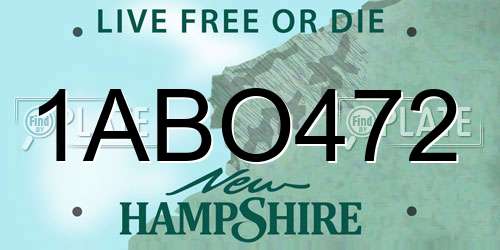 1ABO472 New Hampshire License Plate