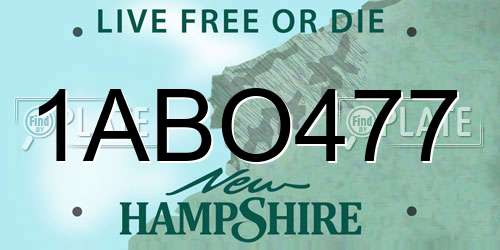 1ABO477 New Hampshire License Plate