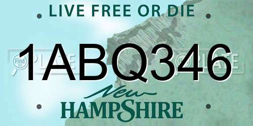 1ABQ346 New Hampshire License Plate