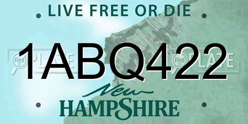 1ABQ422 New Hampshire License Plate