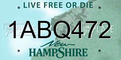 1ABQ472 New Hampshire License Plate