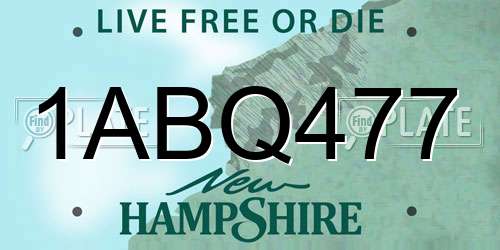 1ABQ477 New Hampshire License Plate