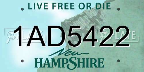 1AD5422 New Hampshire License Plate