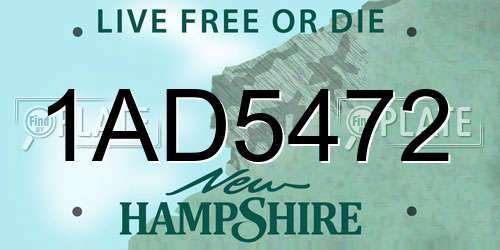 1AD5472 New Hampshire License Plate