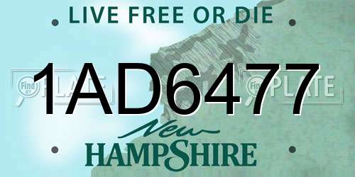1AD6477 New Hampshire License Plate