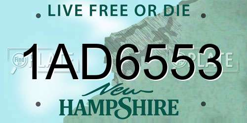 1AD6553 New Hampshire License Plate