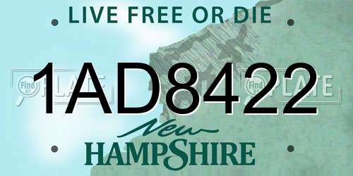 1AD8422 New Hampshire License Plate