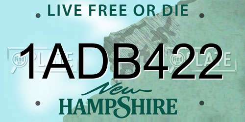 1ADB422 New Hampshire License Plate