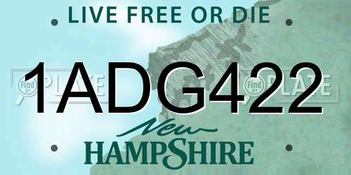 1ADG422 New Hampshire License Plate