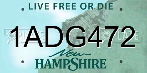 1ADG472 New Hampshire License Plate