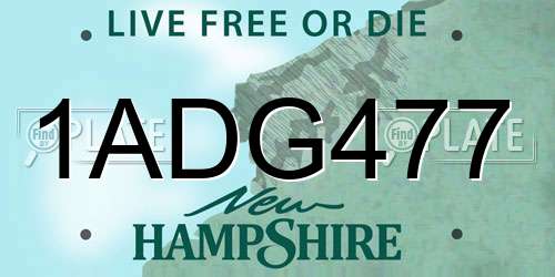 1ADG477 New Hampshire License Plate