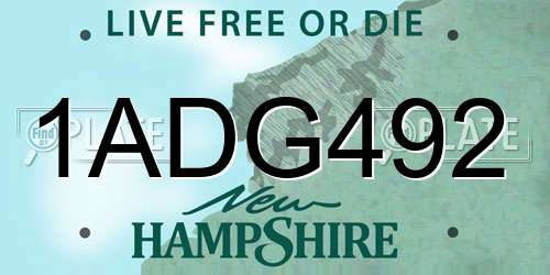 1ADG492 New Hampshire License Plate
