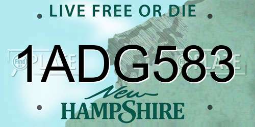1ADG583 New Hampshire License Plate