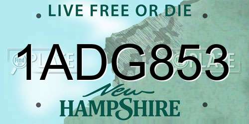 1ADG853 New Hampshire License Plate