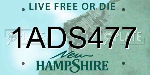 1ADS477 New Hampshire License Plate