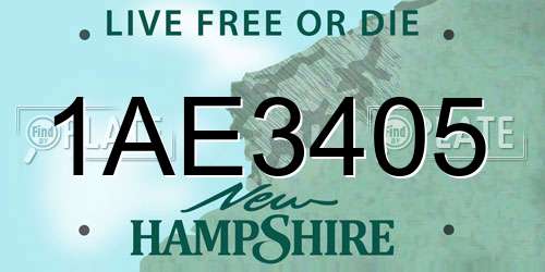 1AE3405 New Hampshire License Plate