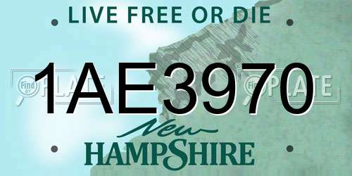 1AE3970 New Hampshire License Plate