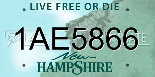 1AE5866 New Hampshire License Plate