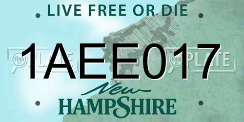1AEE017 New Hampshire License Plate