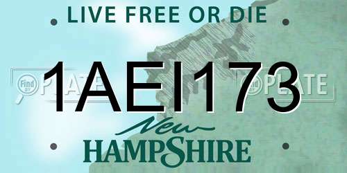 1AEI173 New Hampshire License Plate