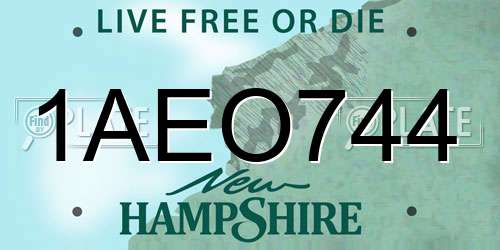 1AEO744 New Hampshire License Plate