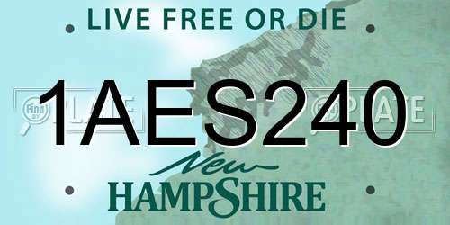 1AES240 New Hampshire License Plate