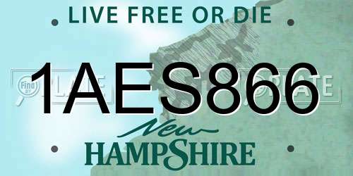 1AES866 New Hampshire License Plate